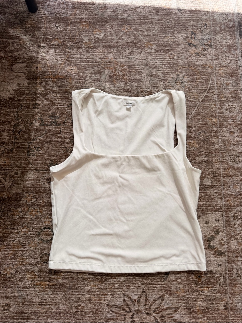 Garage White Square Neck Tank Top